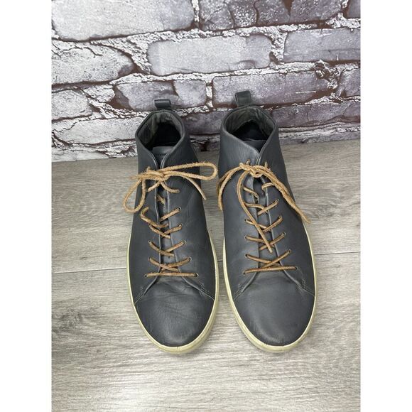 Ecco Gray Leather Hi Top Lace Up Casual Comfort Sneaker Shoes Men 43EU/10.5M US
